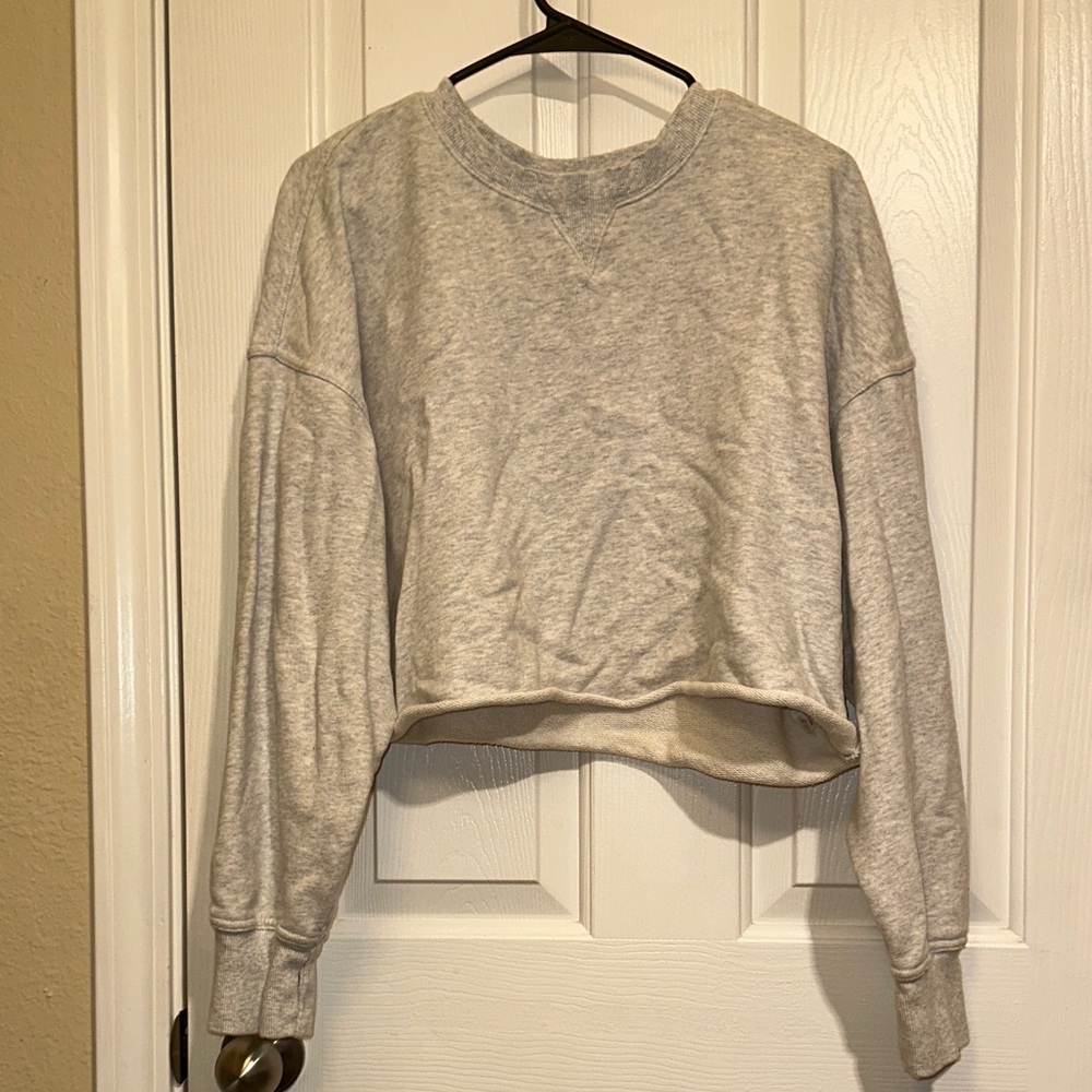 Offline by Aerie Light Gray Women's Cropped Sweatshirt